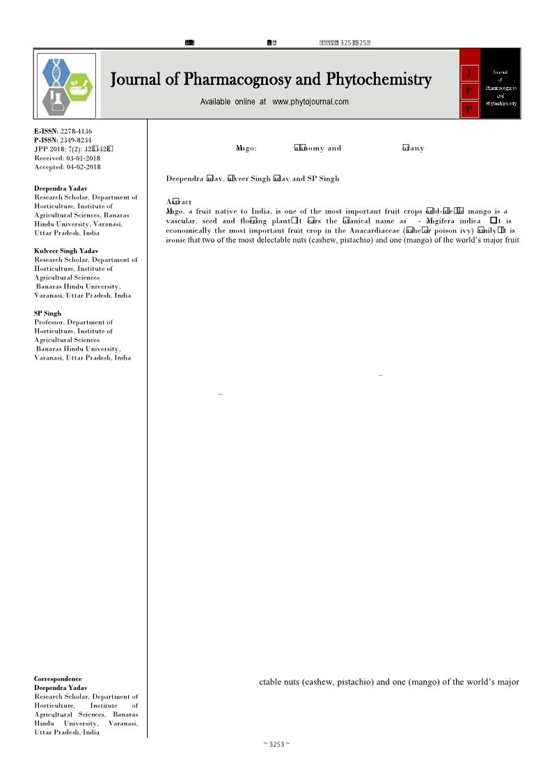 Mango Taxonomy and botany