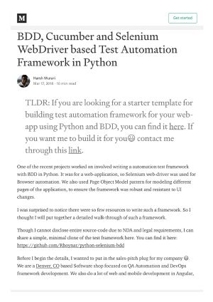 BDD Cucumber and Selenium WebDriver based Test Automation Framework in Python-Edoc1