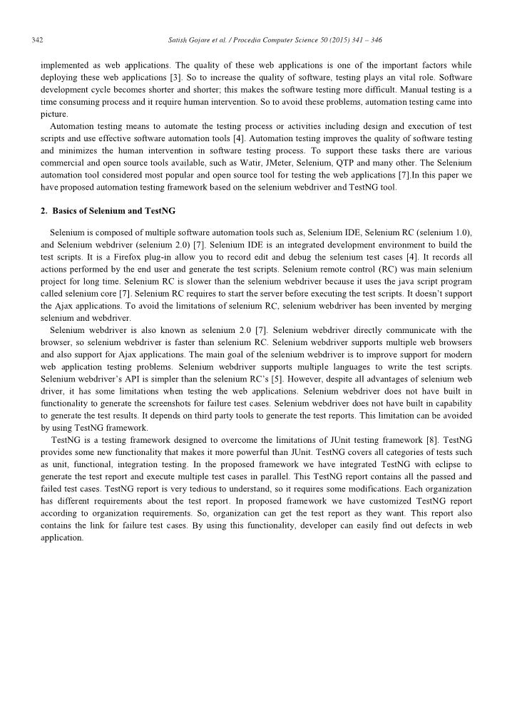 Analysis and Design of Selenium WebDriver Automation Testing Framework