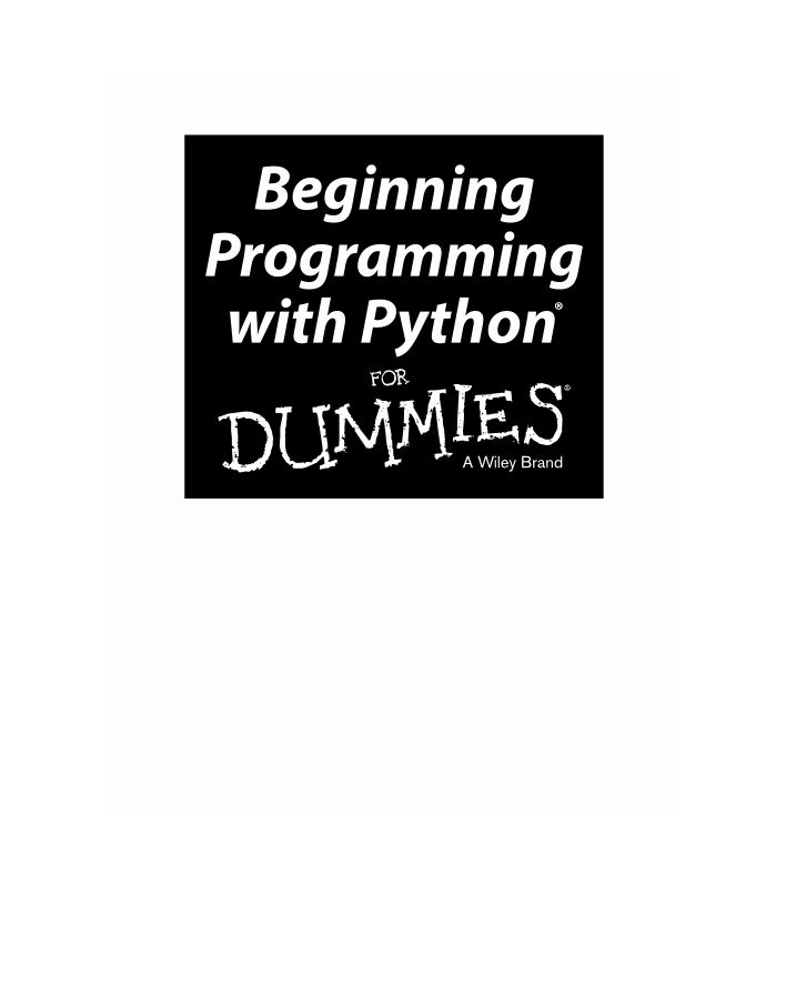 Beginning Programming with Python For Dummies Mueller, John Paul