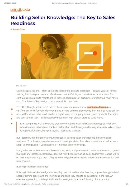 Building Seller Knowledge_ The Key to Sales Readiness WebArtical