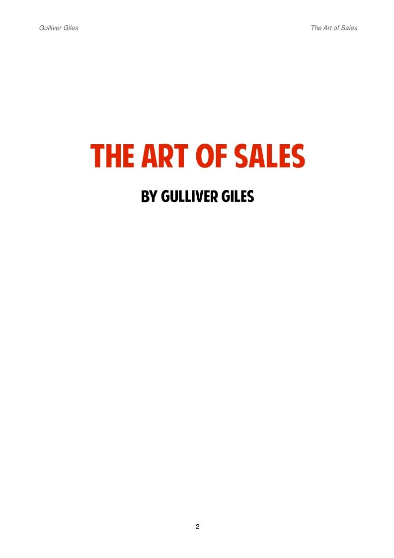 Art of sales